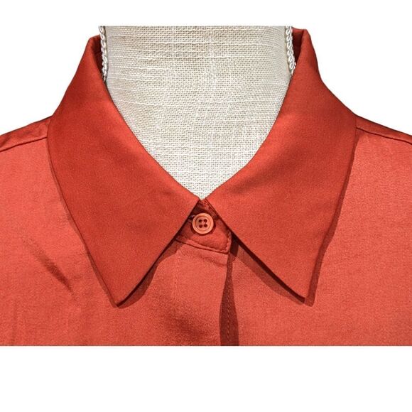 Maje Shirt dress with smocks in Terracotta with lace Size L NWT - Picture 8 of 15